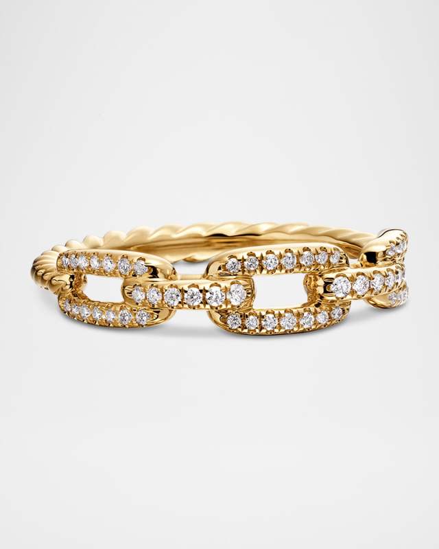 Stax Chain Link Ring with Diamonds in 18K Gold, 4.5mm